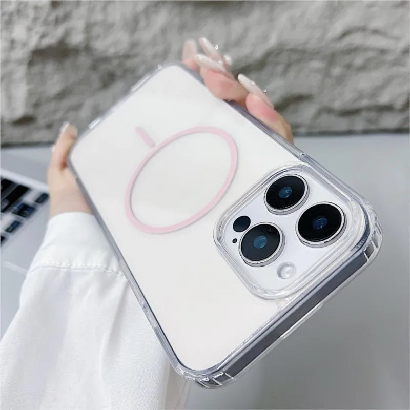 Official for Magsafe Magnectic Case For iPhone 16 15 14 13 12 11 Pro Max X XS Max XR 7 8 Plus Bright Color Transparent HD Cover