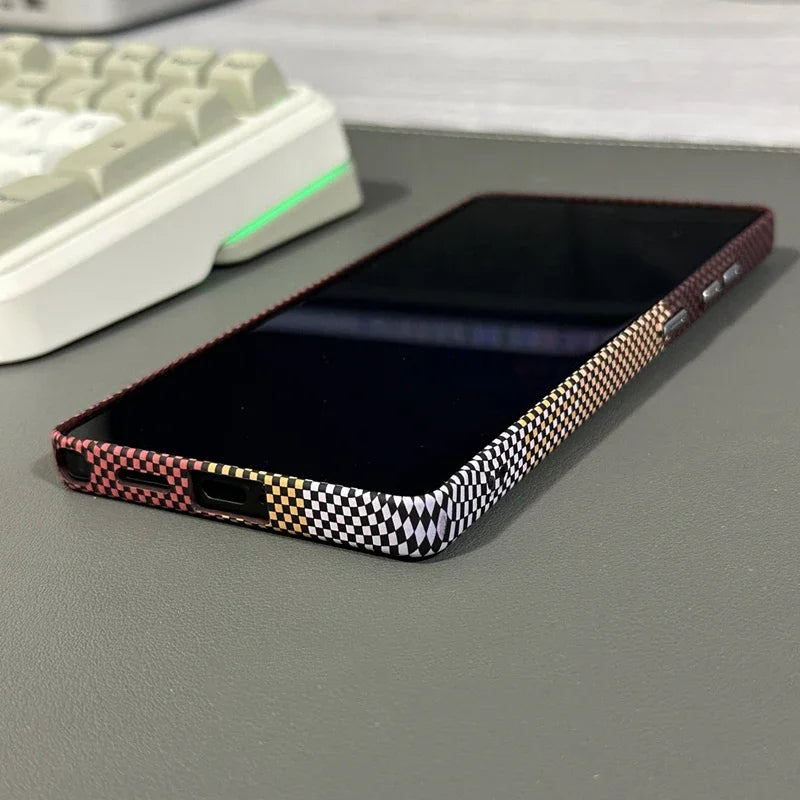 Carbon Fiber Texture Phone Case for Samsung Galaxy  S24  Ultra MagSafe Magnetic Wireless Charging Alloy Lens Hard PC Cover