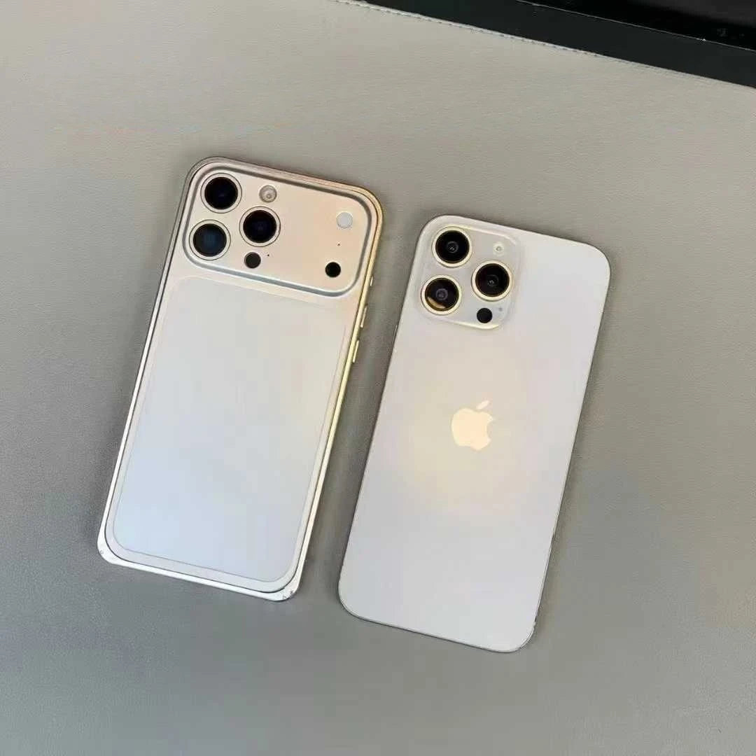 Original Color Alloy Frame Case For 13 14 15 16 Pro/Pro Max Instant Upgrade 17Pro/Pro Max Large Window Backplane Anti-Drop Cover