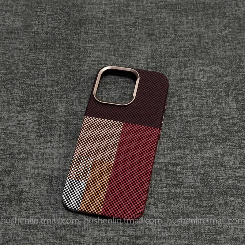 2026 New Mountain Relief Carbon Case for iPhone 16 Pro , 16 ProMax MagSafe Back Cover Hard PC Buttons Frame Protective Phone Shell