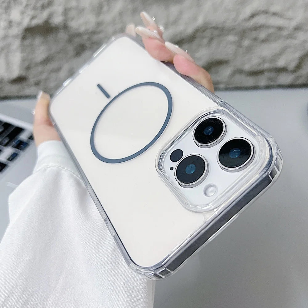 Official for Magsafe Magnectic Case For iPhone 16 15 14 13 12 11 Pro Max X XS Max XR 7 8 Plus Bright Color Transparent HD Cover