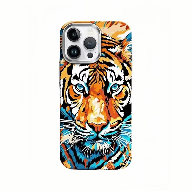 Vivid Leopard Animal Tiger Relief Magsafe Phone Case for iPhone 16 Pro ,16 Pro  Max Wireless Charge Matte Hard PC Cover 2025 Ins Shell