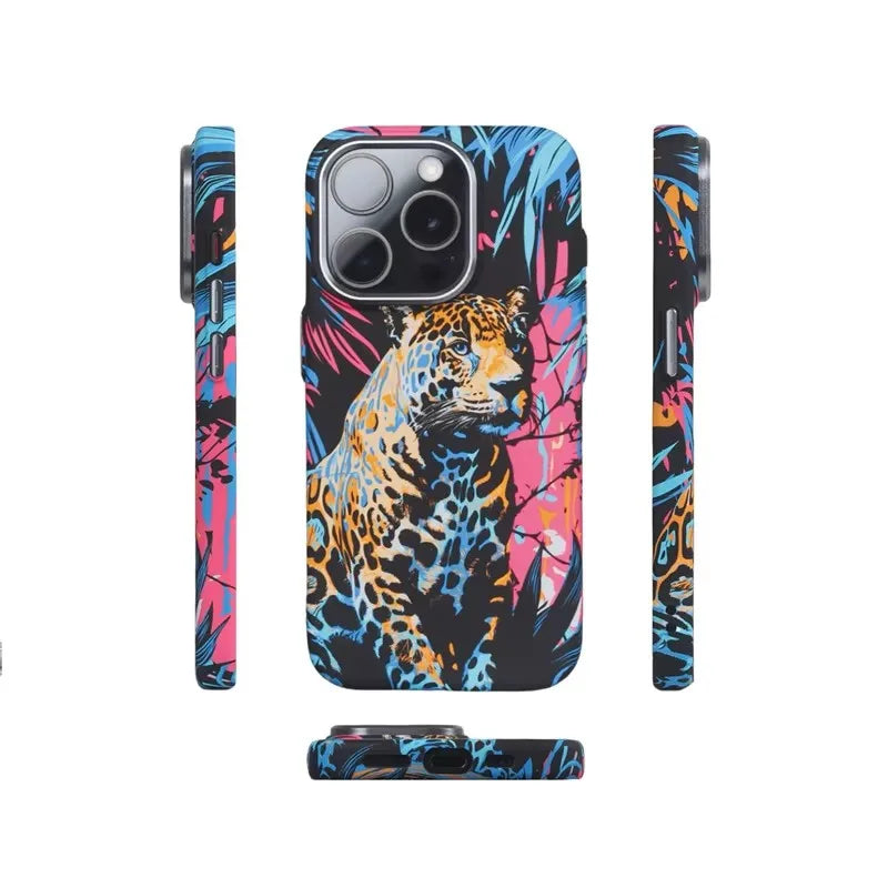 Vivid Leopard Animal Tiger Relief Magsafe Phone Case for iPhone 16 Pro ,16 Pro  Max Wireless Charge Matte Hard PC Cover 2025 Ins Shell