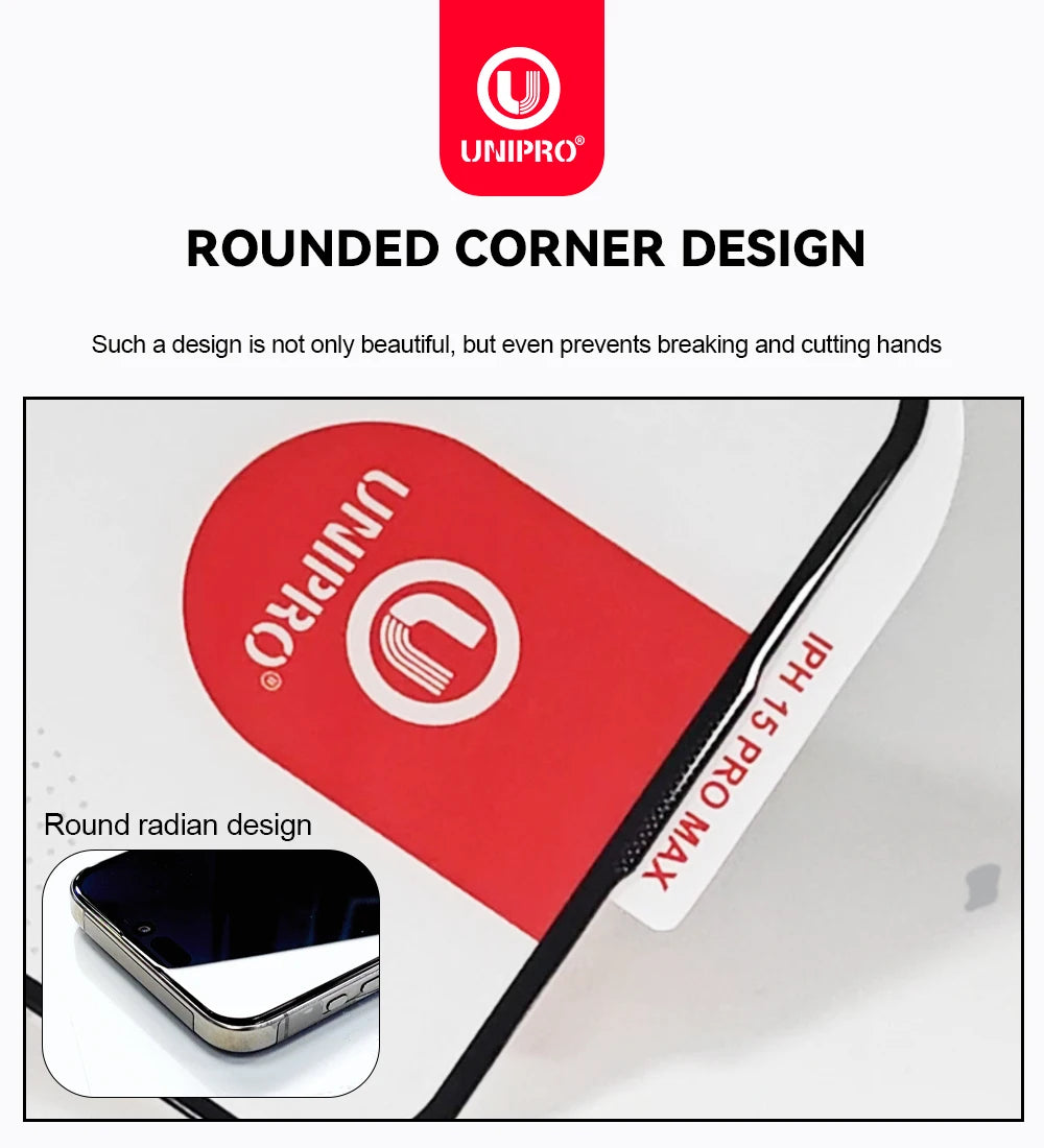 UNIPRO Ultra Strong Tempered Glass Privacy Screen Protector Strength 45KG Guard Film For iPhone 16 Pro Max 15 Plus 14 13 12 11