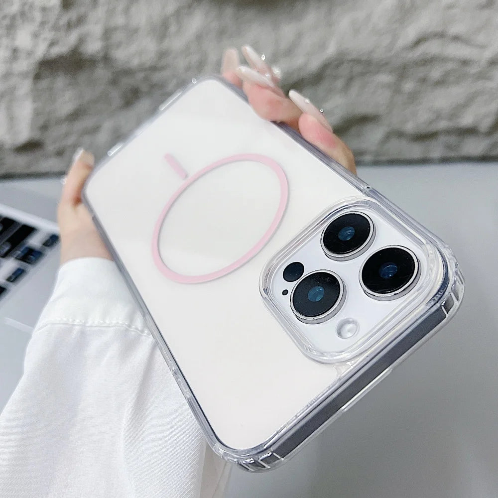 Official for Magsafe Magnectic Case For iPhone 16 15 14 13 12 11 Pro Max X XS Max XR 7 8 Plus Bright Color Transparent HD Cover