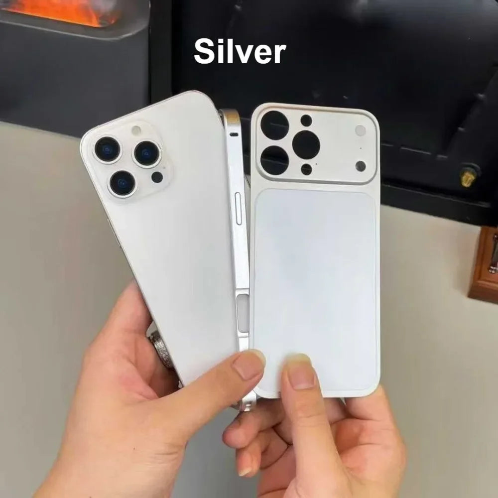 Original Color Alloy Frame Case For 13 14 15 16 Pro/Pro Max Instant Upgrade 17Pro/Pro Max Large Window Backplane Anti-Drop Cover