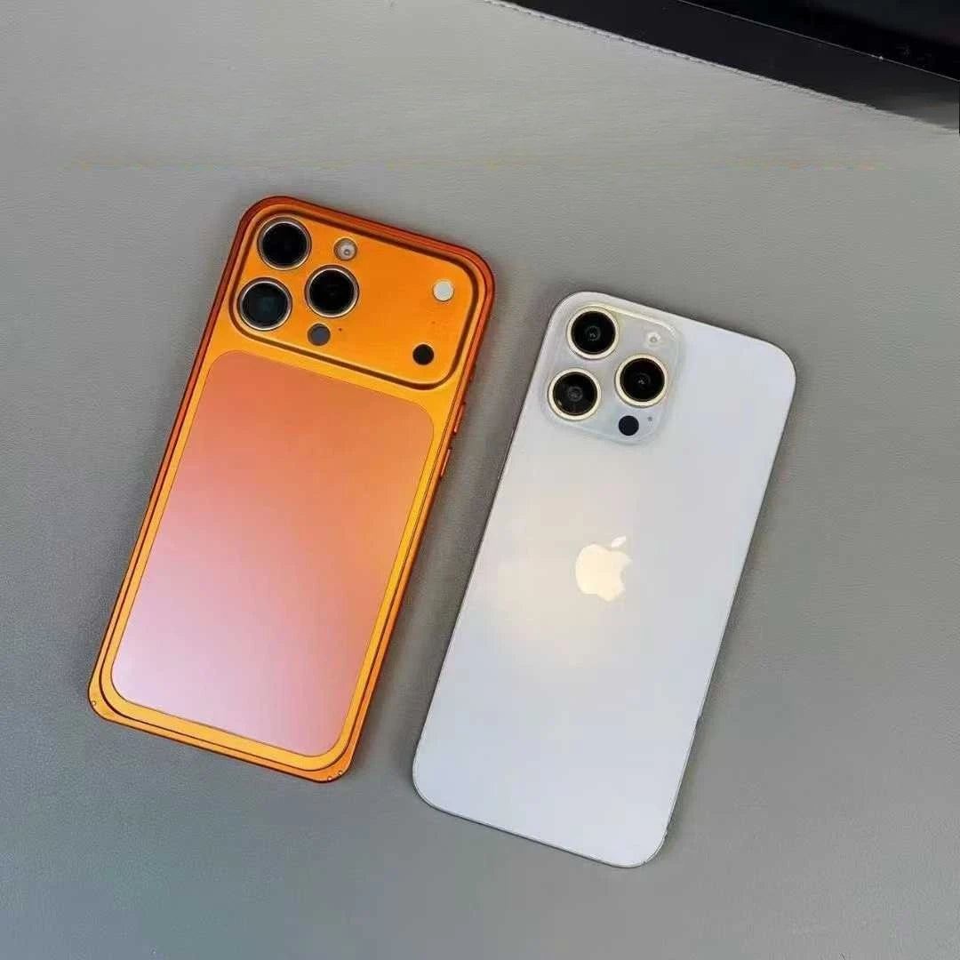 Original Color Alloy Frame Case For 13 14 15 16 Pro/Pro Max Instant Upgrade 17Pro/Pro Max Large Window Backplane Anti-Drop Cover