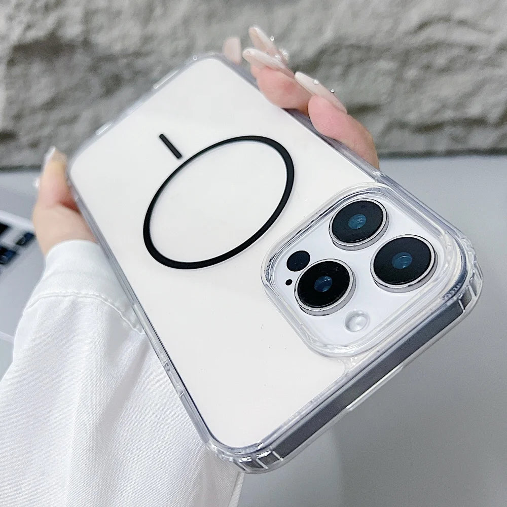 Official for Magsafe Magnectic Case For iPhone 16 15 14 13 12 11 Pro Max X XS Max XR 7 8 Plus Bright Color Transparent HD Cover