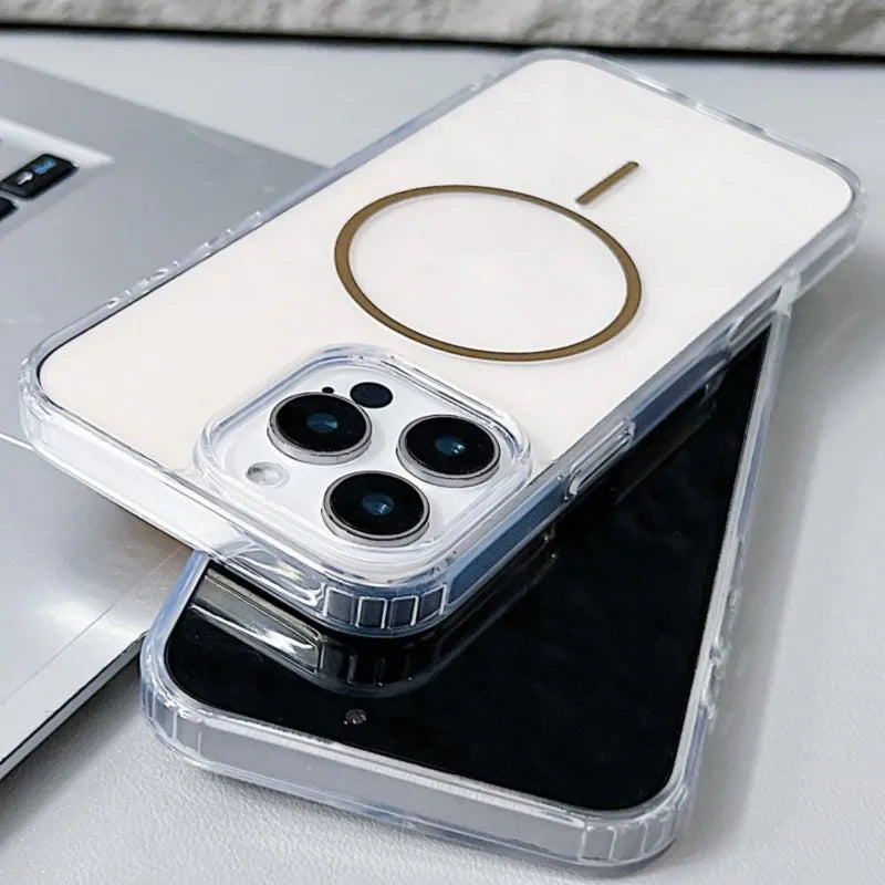Official for Magsafe Magnectic Case For iPhone 16 15 14 13 12 11 Pro Max X XS Max XR 7 8 Plus Bright Color Transparent HD Cover