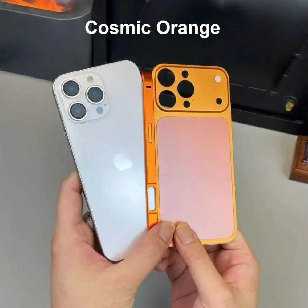 Original Color Alloy Frame Case For 13 14 15 16 Pro/Pro Max Instant Upgrade 17Pro/Pro Max Large Window Backplane Anti-Drop Cover