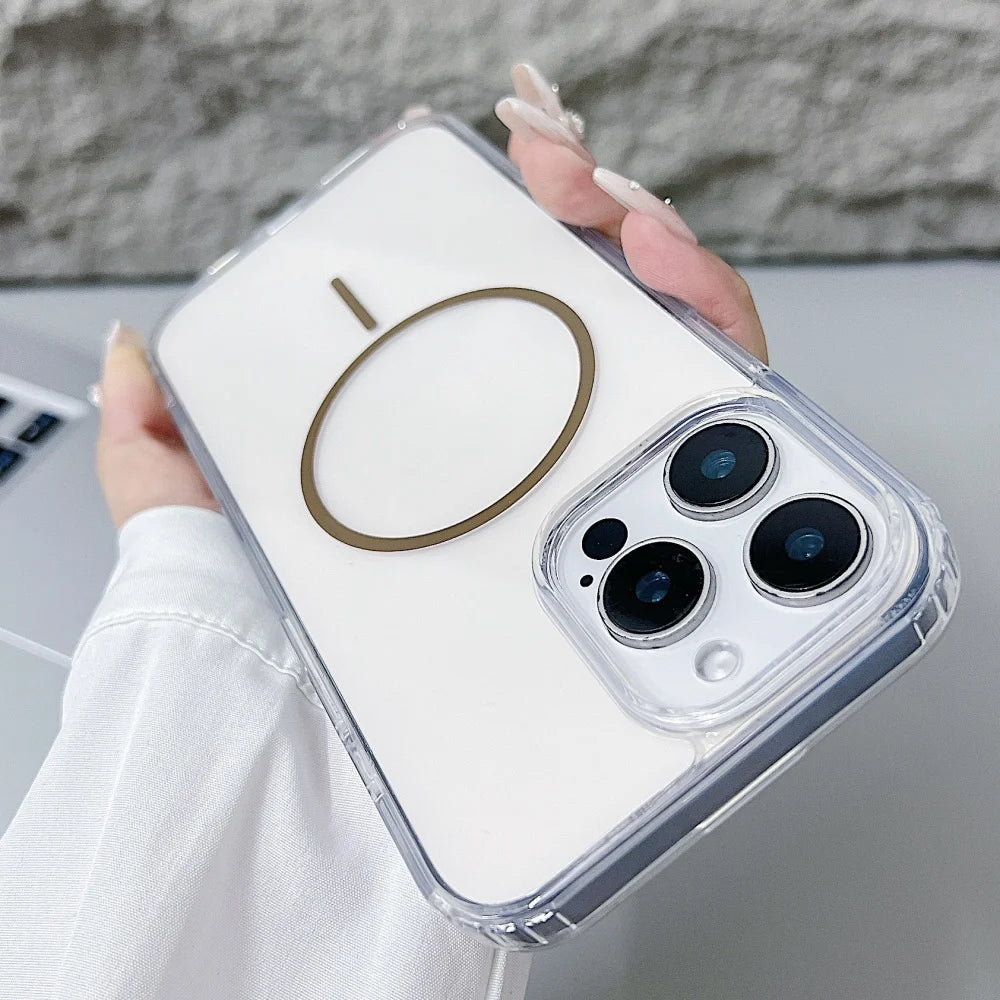 Official for Magsafe Magnectic Case For iPhone 16 15 14 13 12 11 Pro Max X XS Max XR 7 8 Plus Bright Color Transparent HD Cover