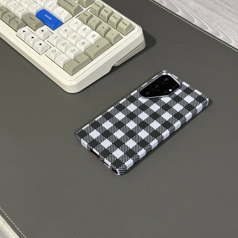 Carbon Fiber Texture Phone Case for Samsung Galaxy  S24  Ultra MagSafe Magnetic Wireless Charging Alloy Lens Hard PC Cover