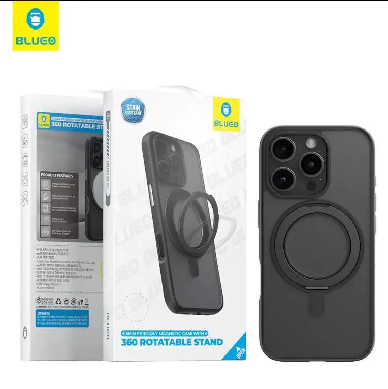Blueo for iPhone 16 Pro Case with Magnetic Invisible Stand MagSafe Slim Translucent Matte