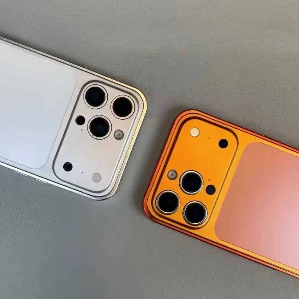 Original Color Alloy Frame Case For 13 14 15 16 Pro/Pro Max Instant Upgrade 17Pro/Pro Max Large Window Backplane Anti-Drop Cover