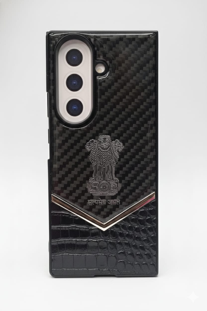 FOLD 6 Premium Carbon Fiber & Croc-Leather Emblem Case